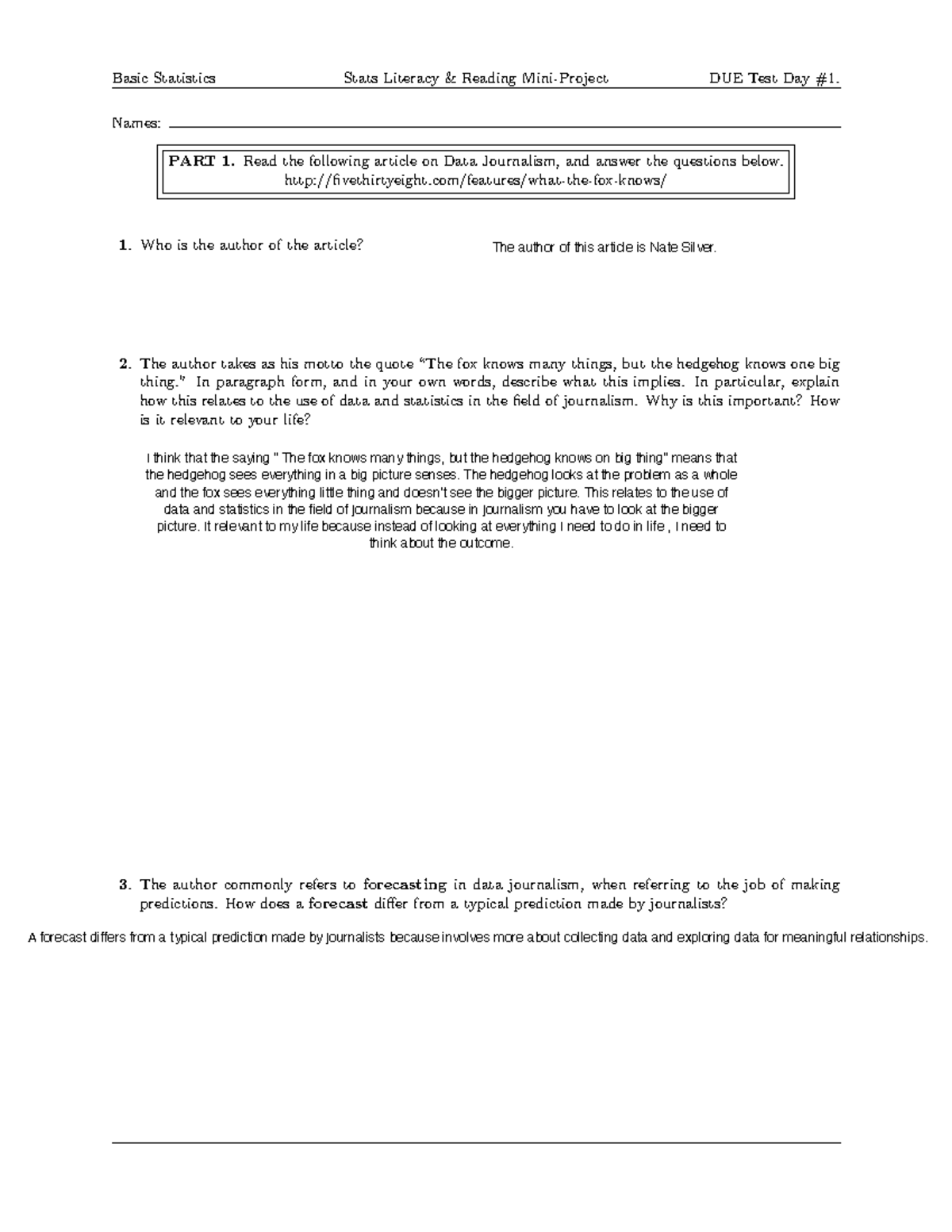 Stats Literacy Mini Project (1) - Basic Statistics Stats Literacy ...