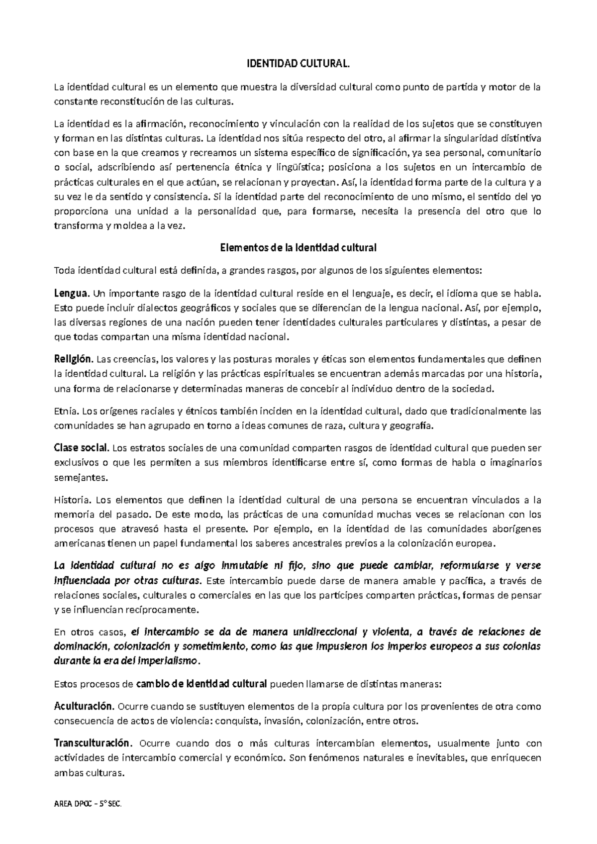Identidad Cultural.5TO B - IDENTIDAD CULTURAL. La identidad cultural es ...