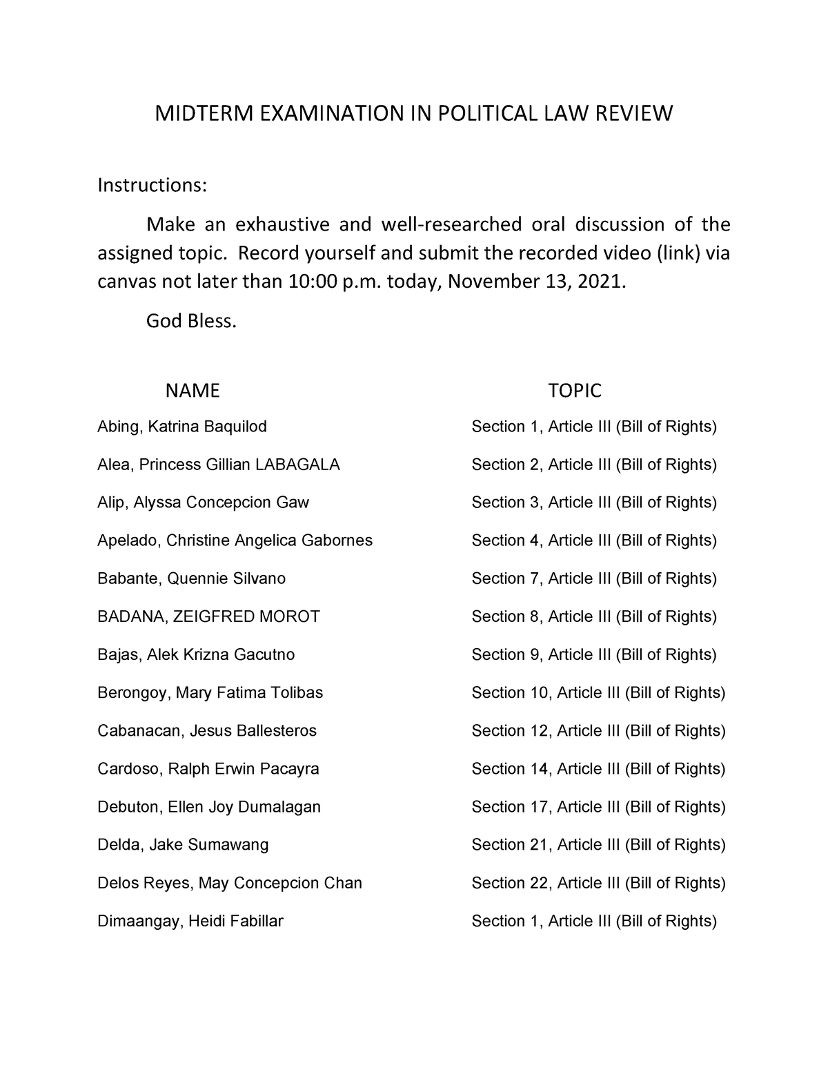 Political Midterms 2021 For Canvas MIDTERM EXAMINATION IN POLITICAL 