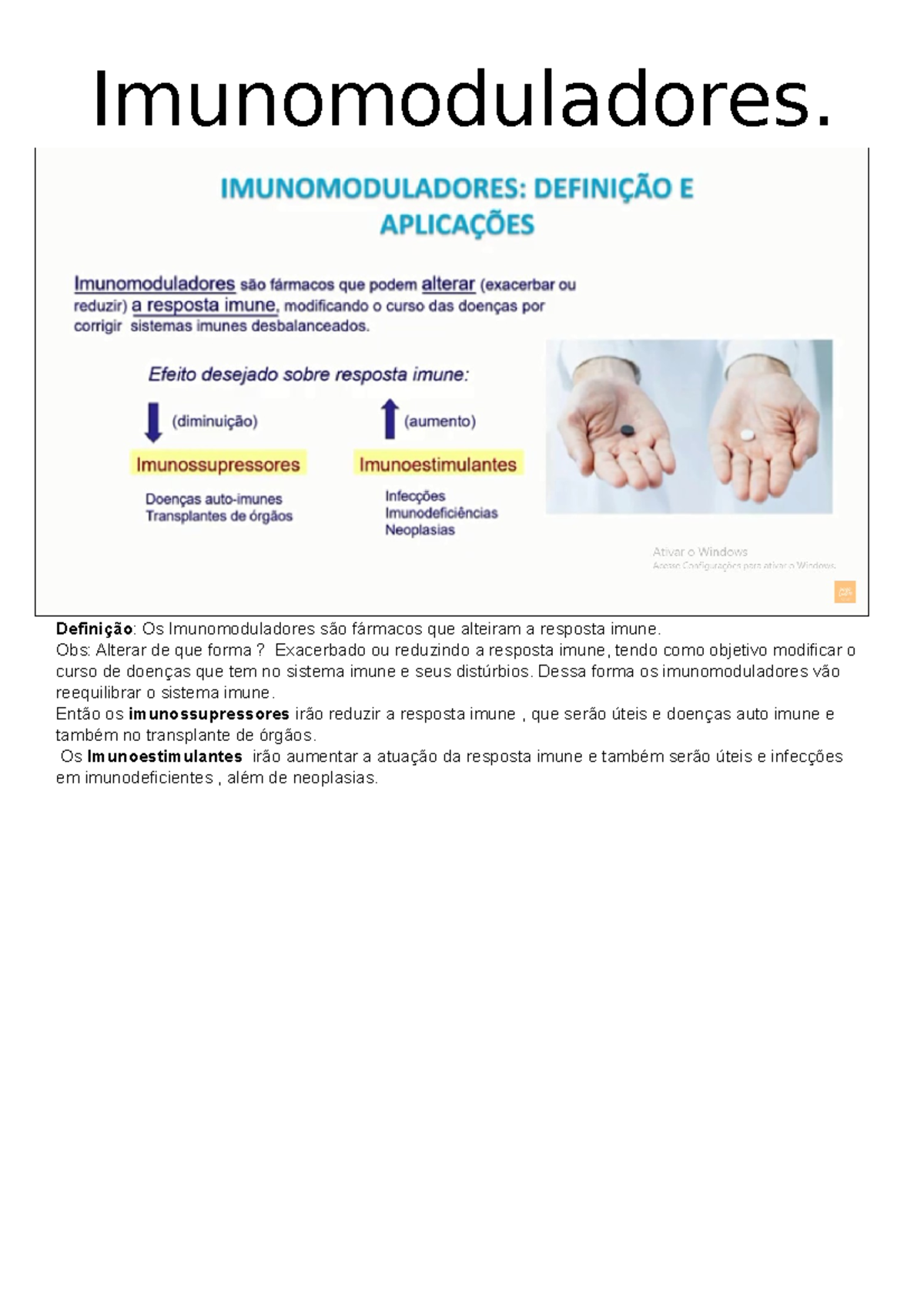 Imunomoduladores - Resumos de Farmacologia - Imunomoduladores ...