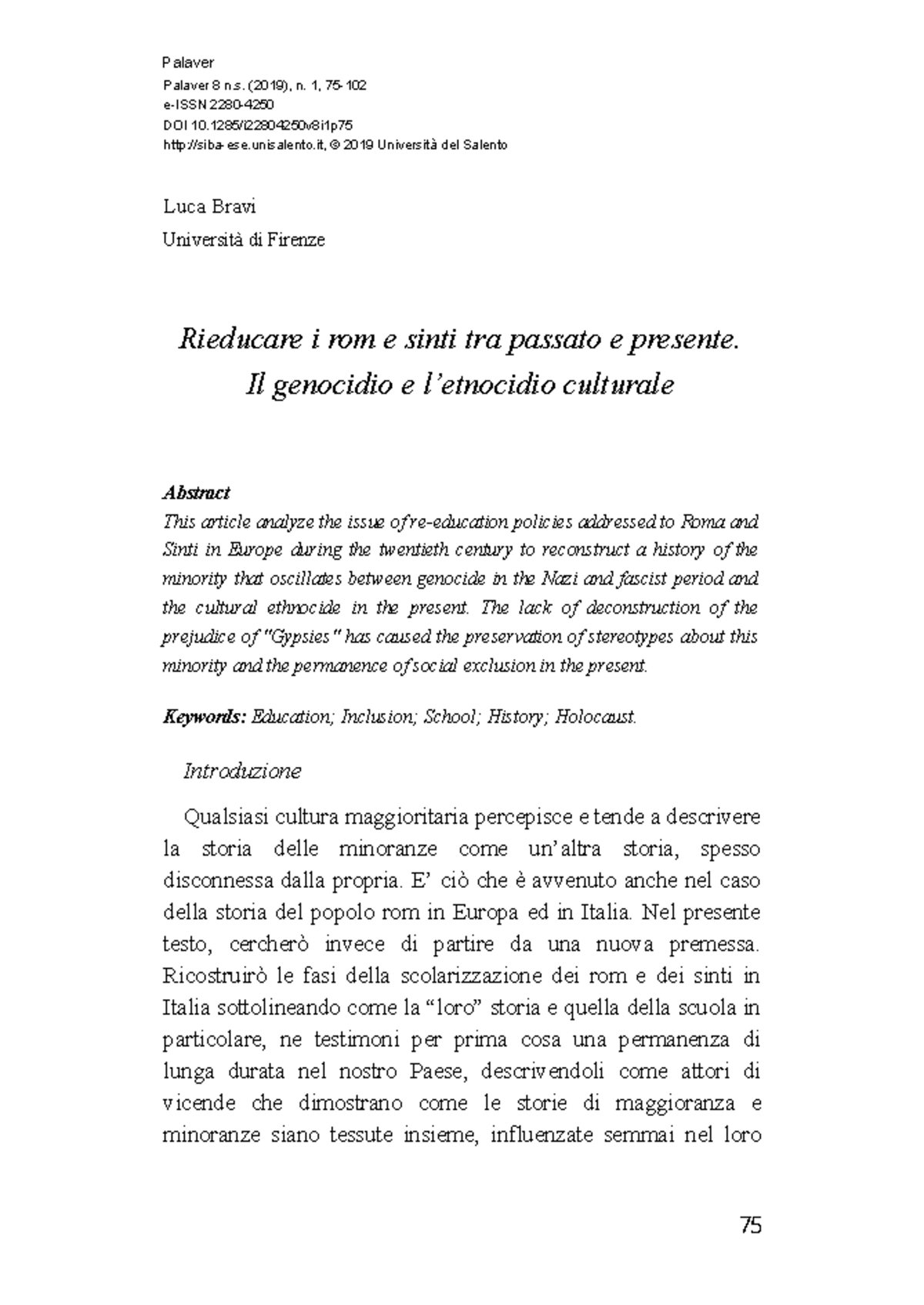 Bravi Rieducare i Rom - Saggio sulla Fenomenologia Zingara - Luca Bravi ...
