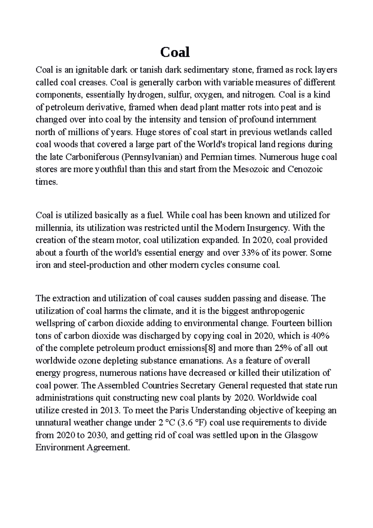 Coal - Ifah - Coal Coal is an ignitable dark or tanish dark sedimentary ...