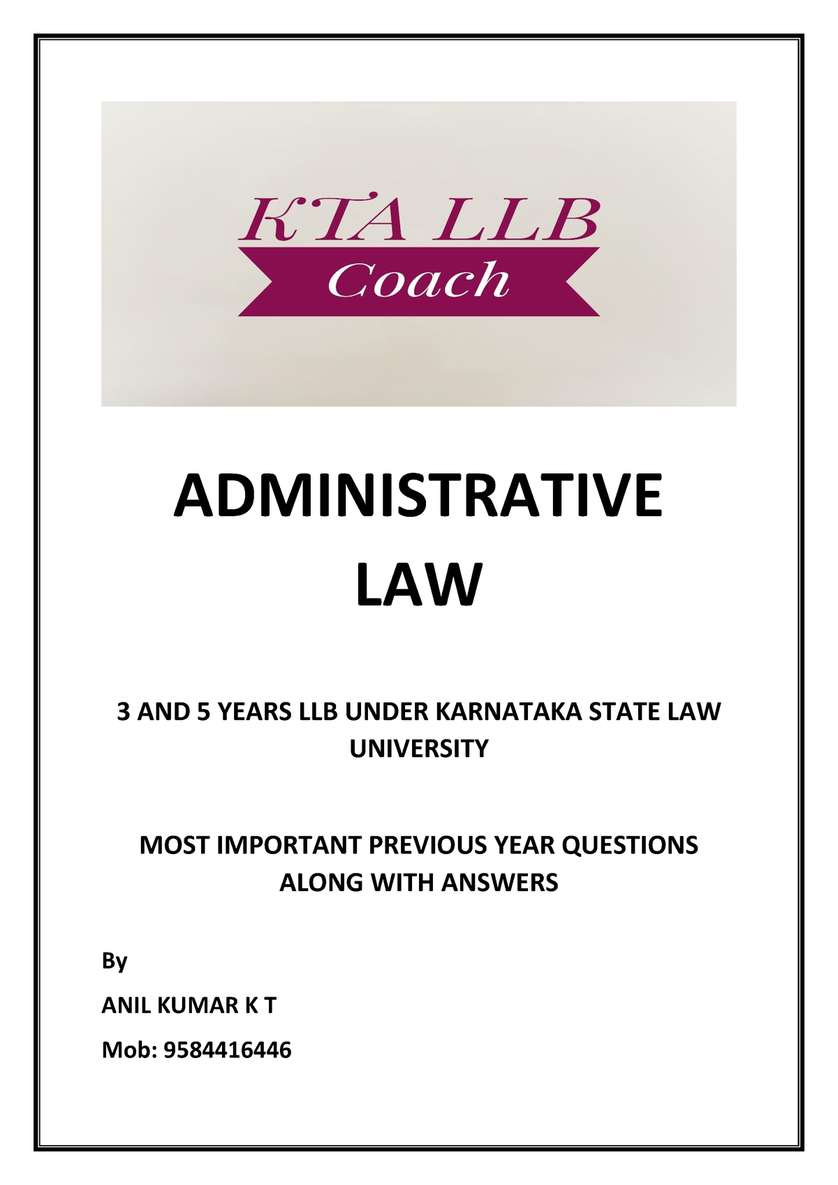 Administrative Law Notes KSLU Grand Final - ADMINISTRATIVE LAW 3 AND 5 ...