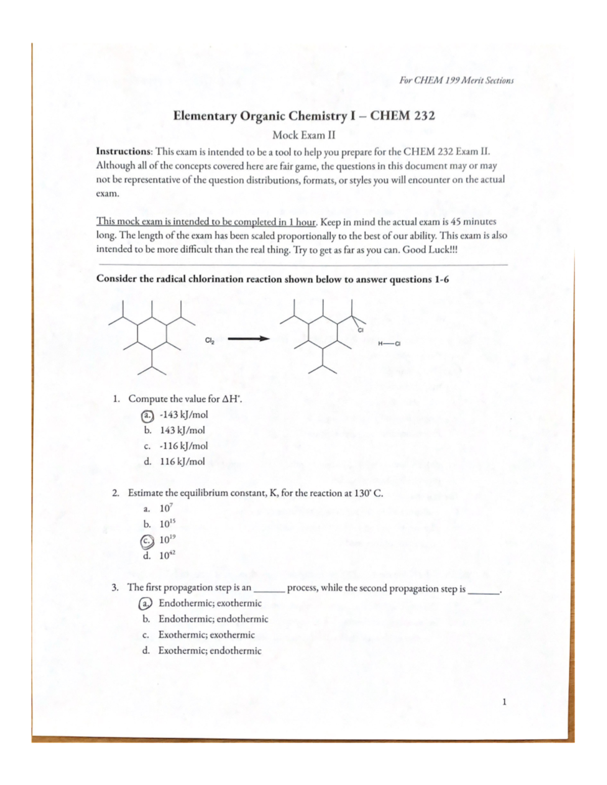 Mock Exam II KEY - practice - CHEM 232 - Studocu