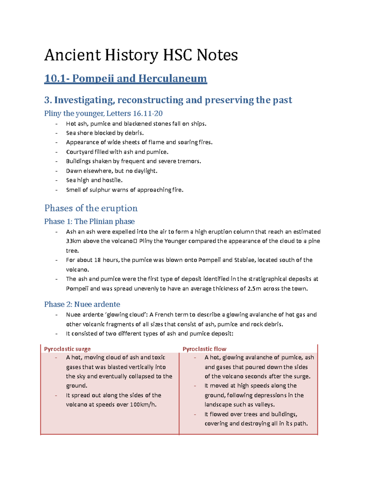 Ancient History HSC Notes Cities of Vesuvius Ancient History HSC