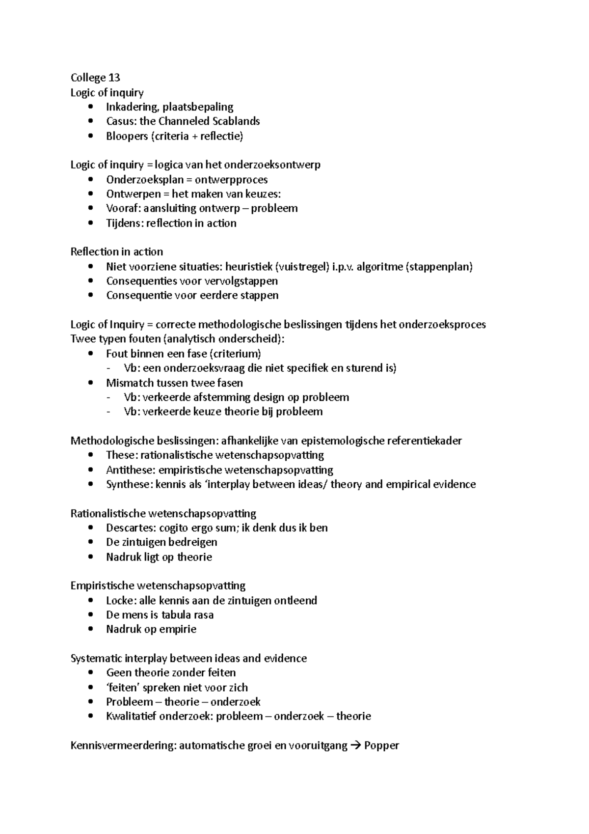 Hoorcollege 13 - College-aantekeningen 13 Bestuurskunde - Onderzoeks ...