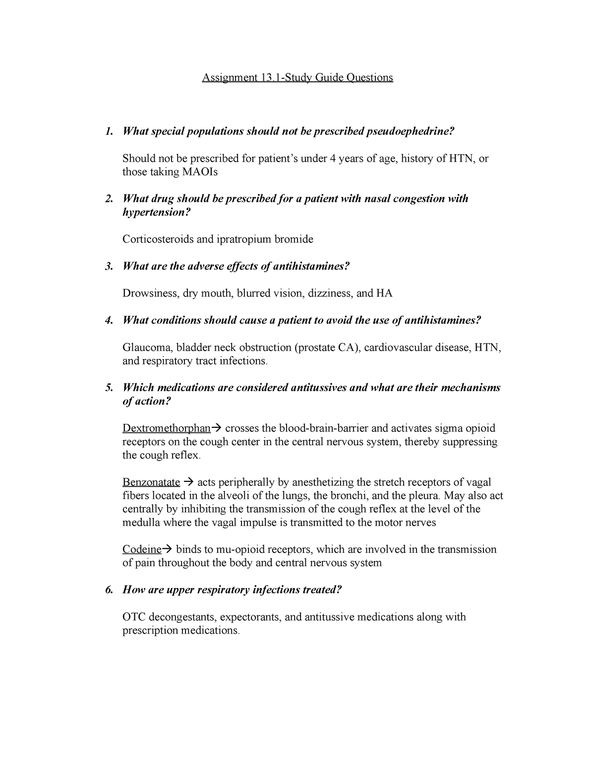 Assignment 13.1 study guide - Assignment 13-Study Guide Questions 1 ...