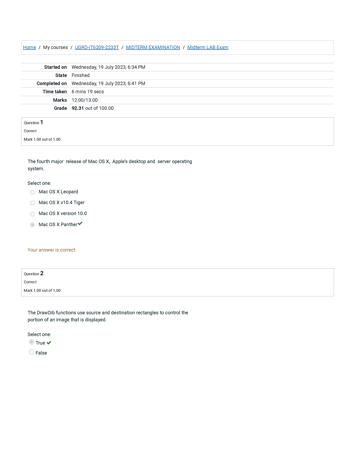 IT6209 Midterm LAB Exam 2nd Attempt review - Home / My courses / UGRD ...