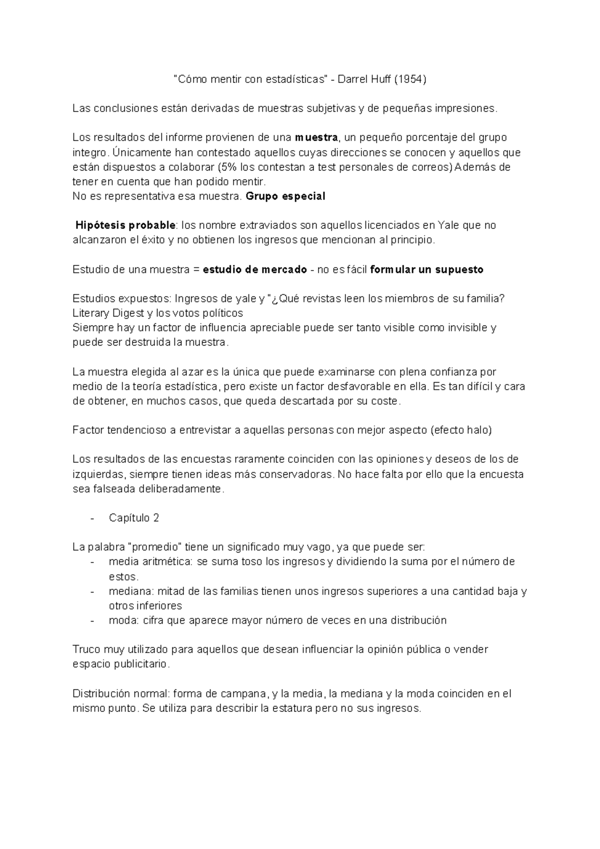 Resumen como mentir con estadística - “Cómo mentir con estadísticas ...