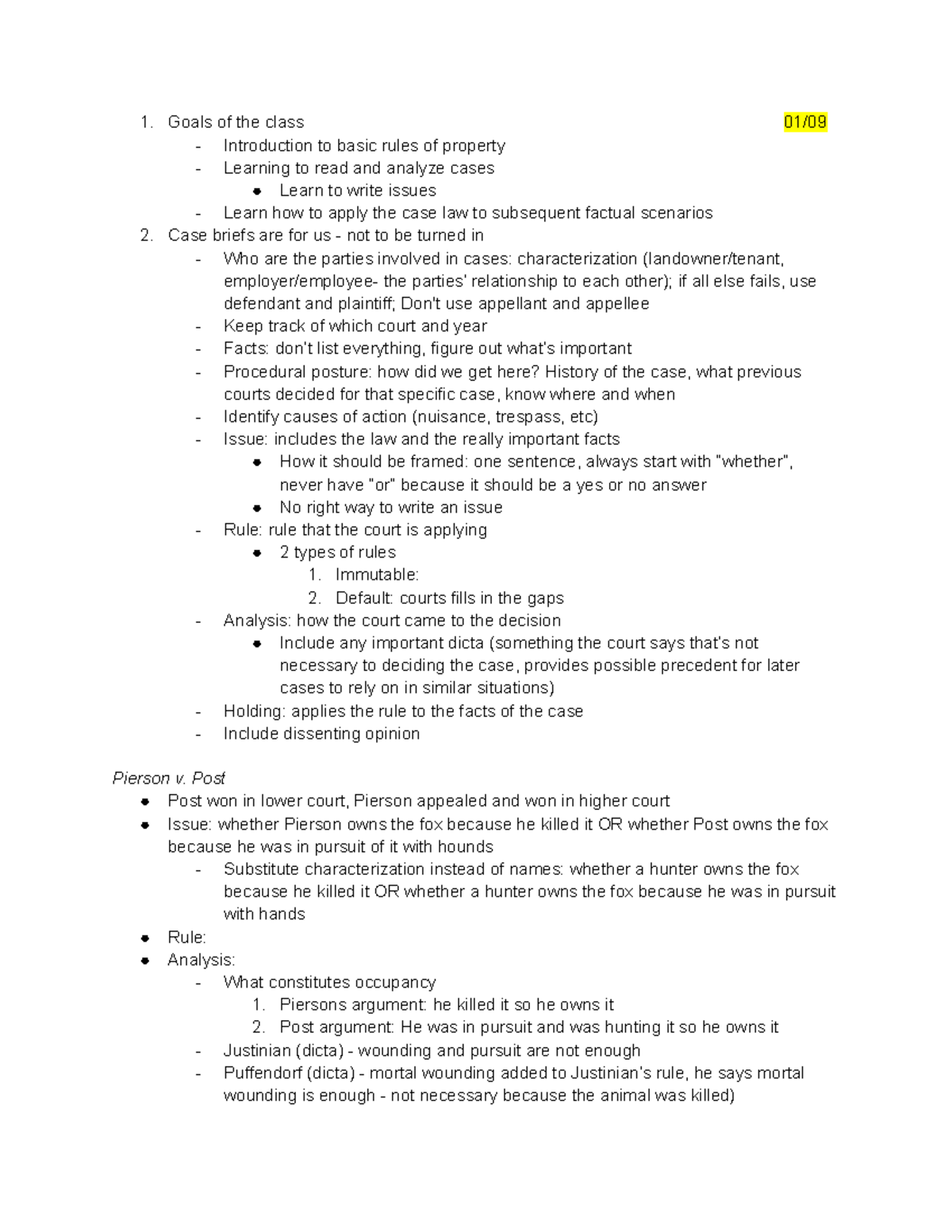 Property Outline - Goals of the class 01/ Introduction to basic rules ...