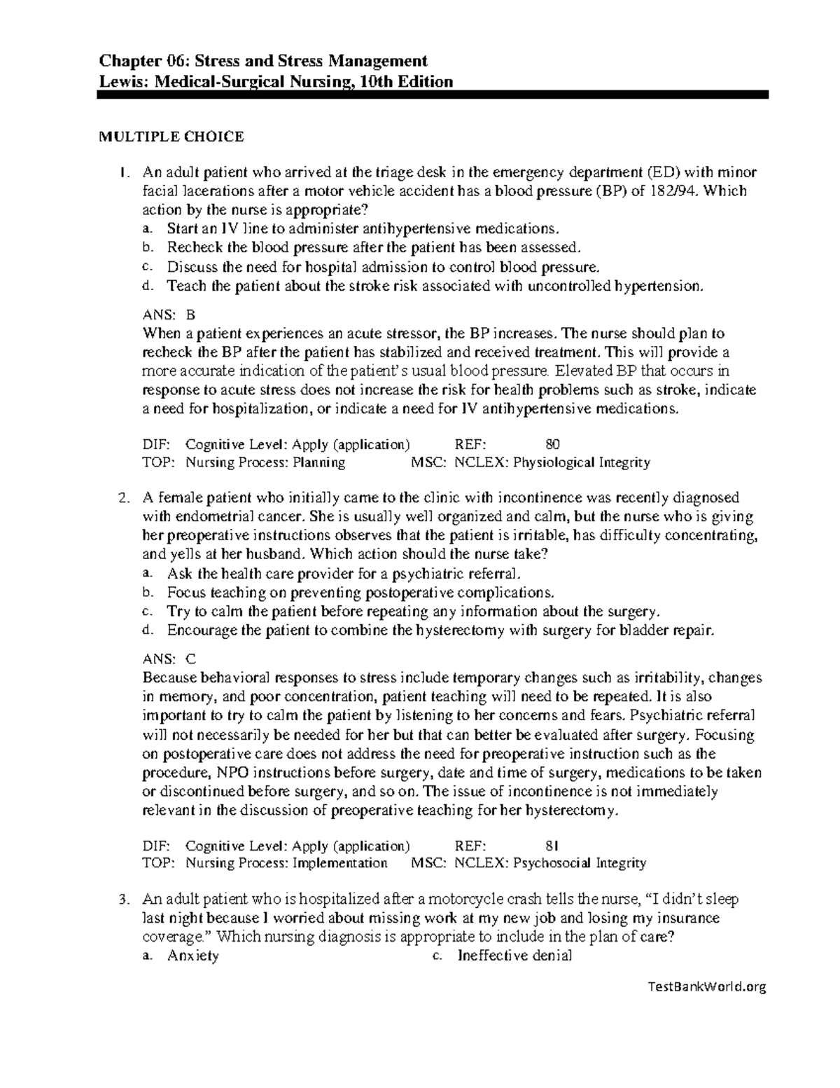 C6 Stress and Stress Management - NUR-305 - Neumann - Studocu