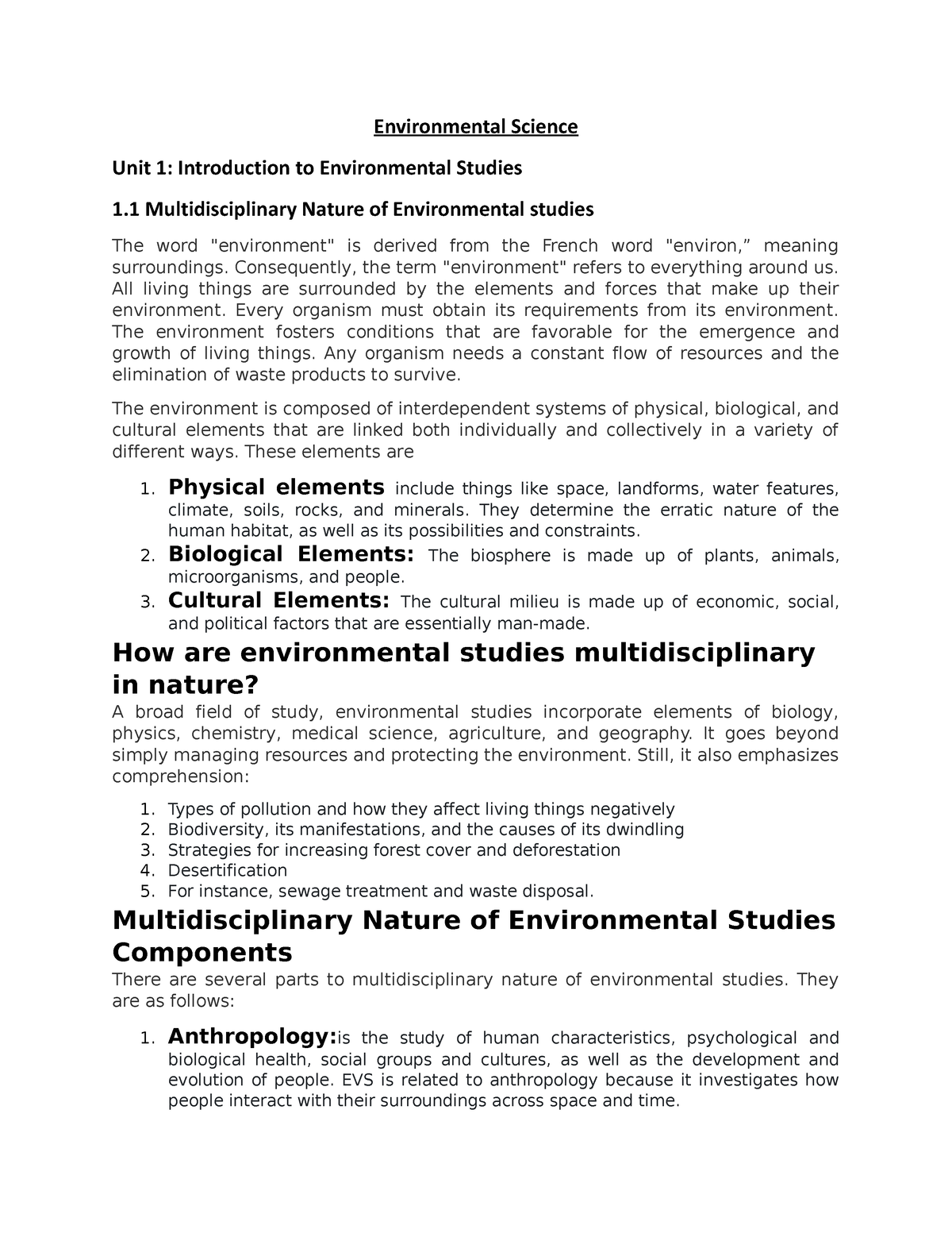 EVS - Environmental Science : Theory Into Practice I - Environmental ...