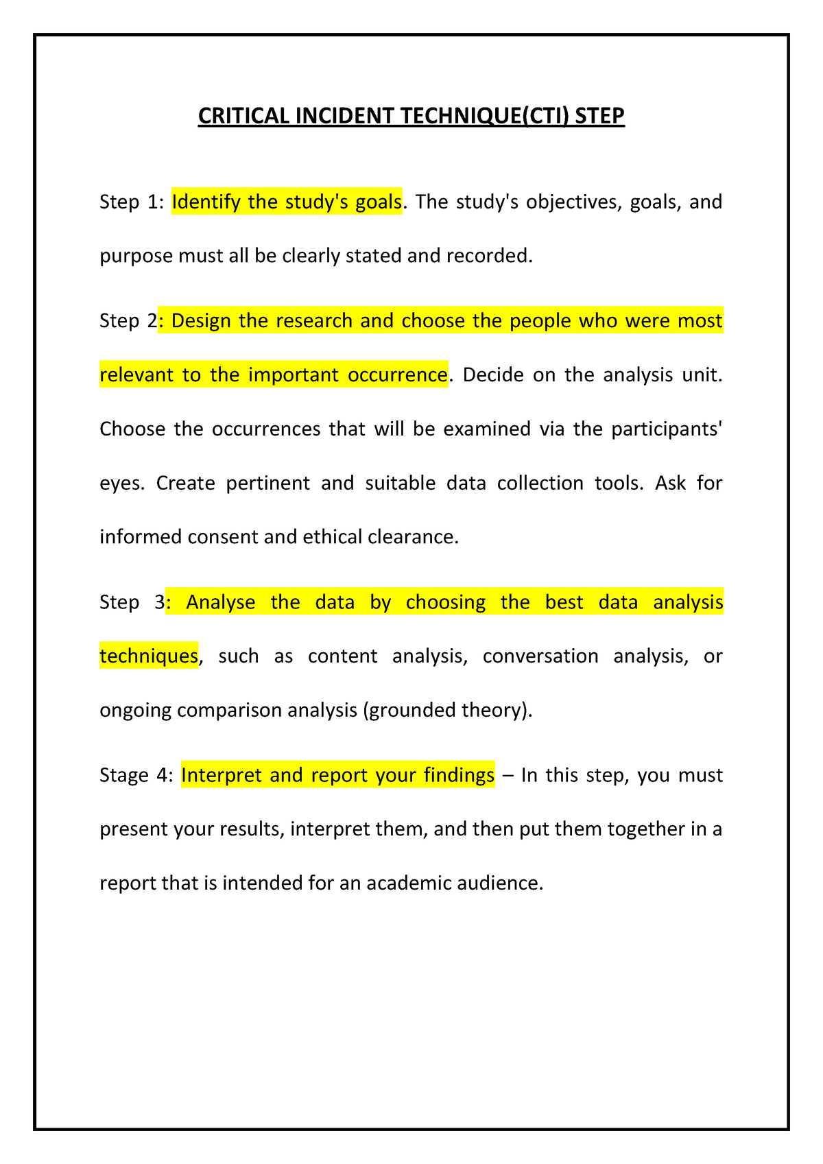 critical incident technique case study