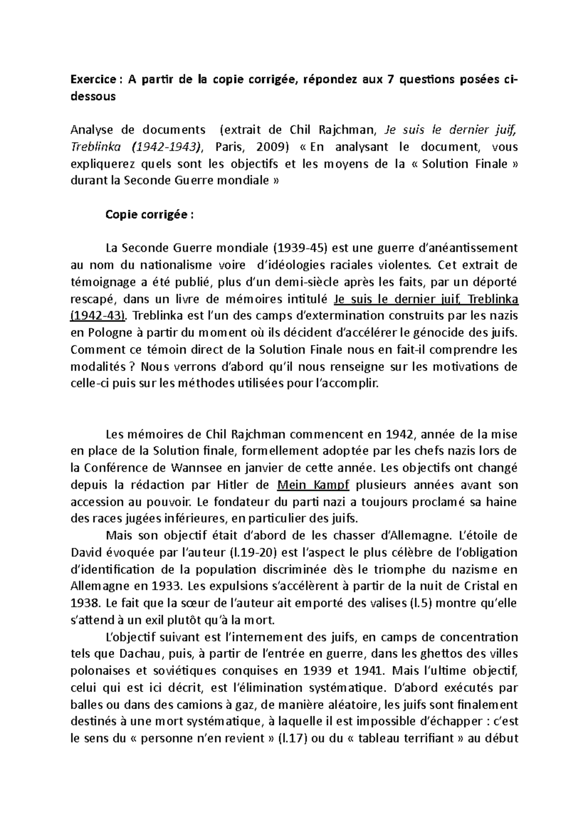 Analyse De Document Seconde Guerre Mondiale Terminale Corrigé Exercice sur lacorrection du contrôle d'histoire analyse de doc Seconde  guerre mondiale - Exercice : - Studocu