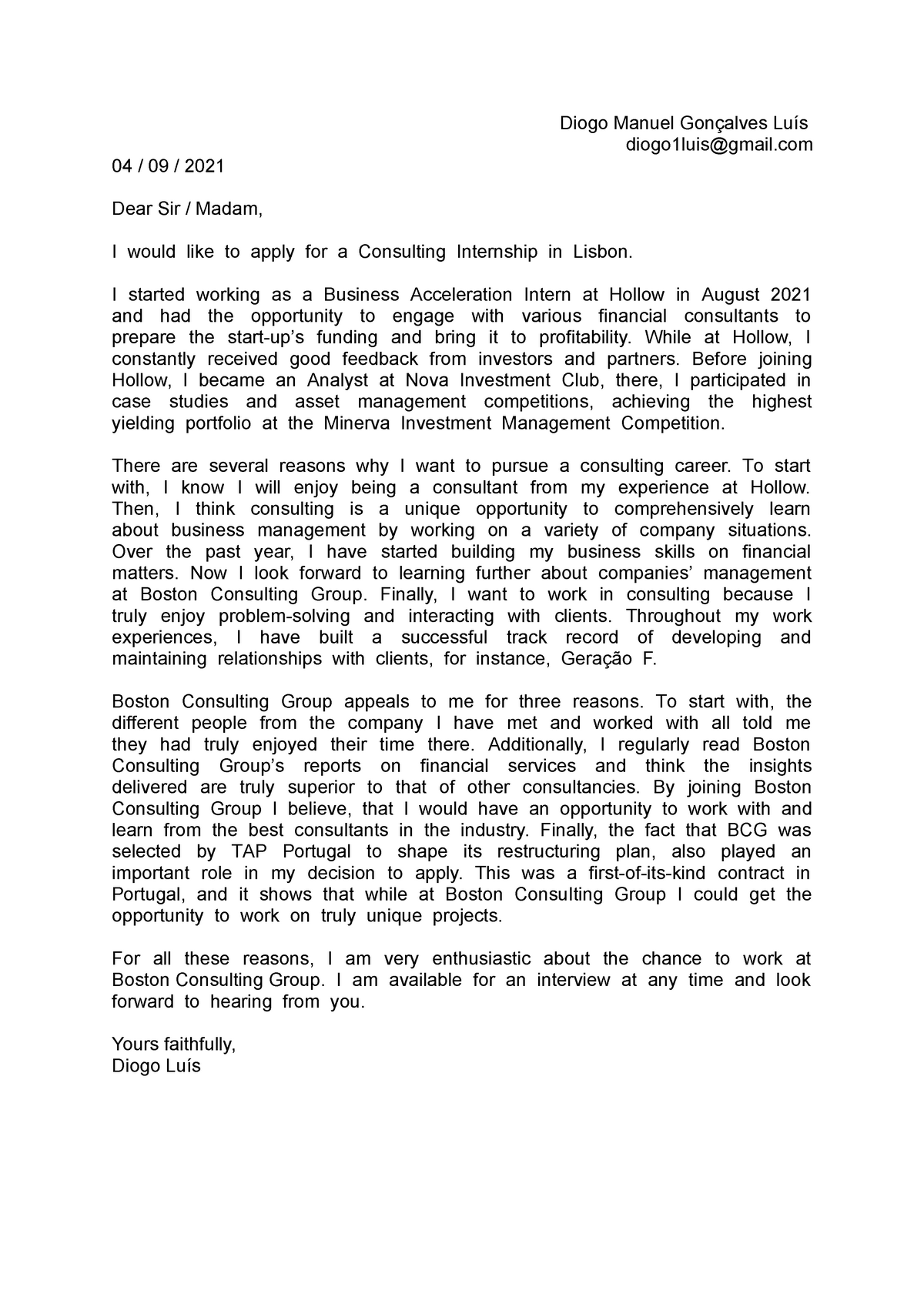 goldman sachs analyst cover letter