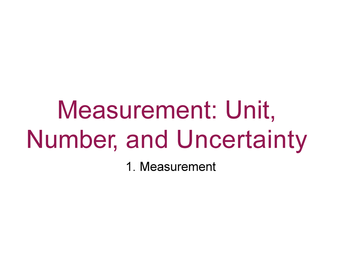 PDF CHEM 1014 2 Measurement 2022 Student 1 - Measurement: Unit, Number ...