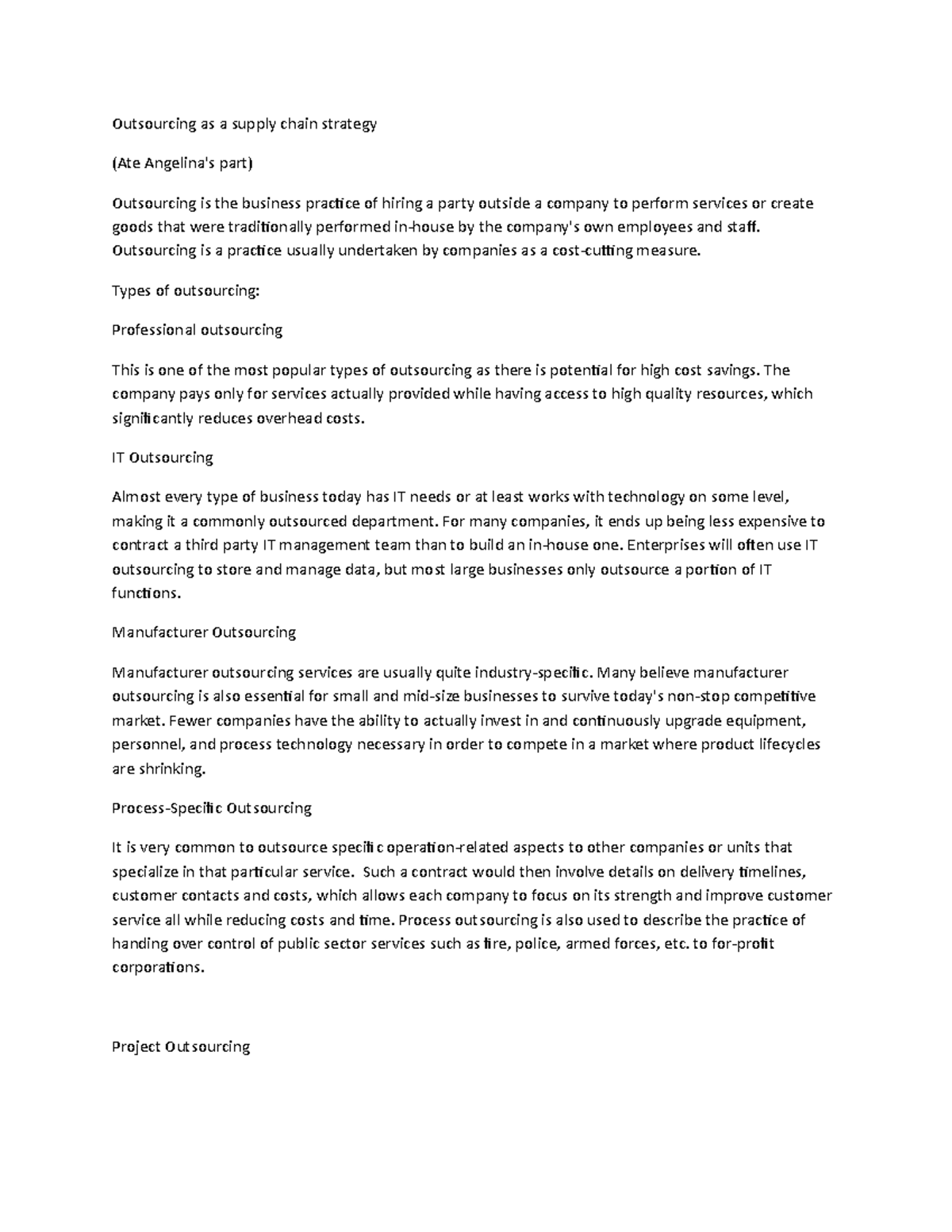 Outsourcing as-WPS Office - Outsourcing as a supply chain strategy (Ate ...
