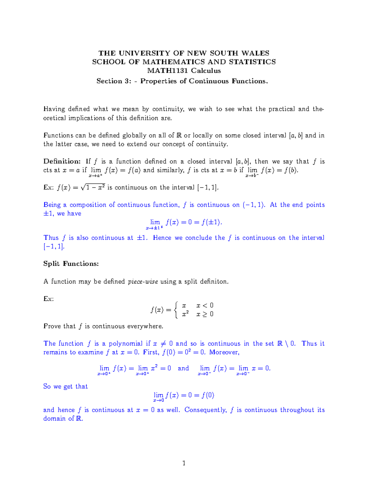 Completed Notes 03 - THE UNIVERSITY OF NEW SOUTH WALES SCHOOL OF ...