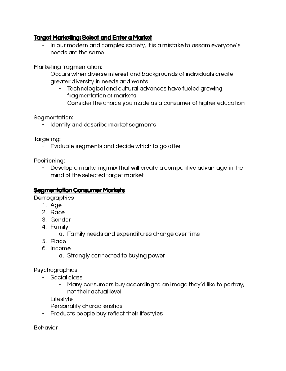Segmentation, Targeting, and Positioning - Target Marketing: Select and ...