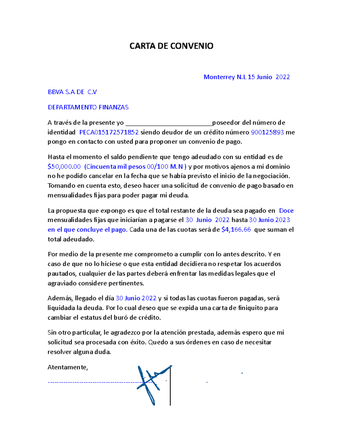 Carta De Convenio Entre Empresascarta De Acuerdo De Renta