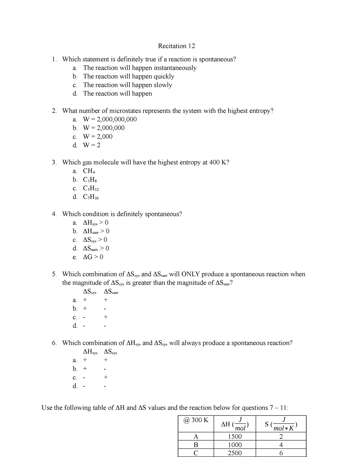 20231129 Recitation 12 - Recitation 12 Which statement is definitely ...