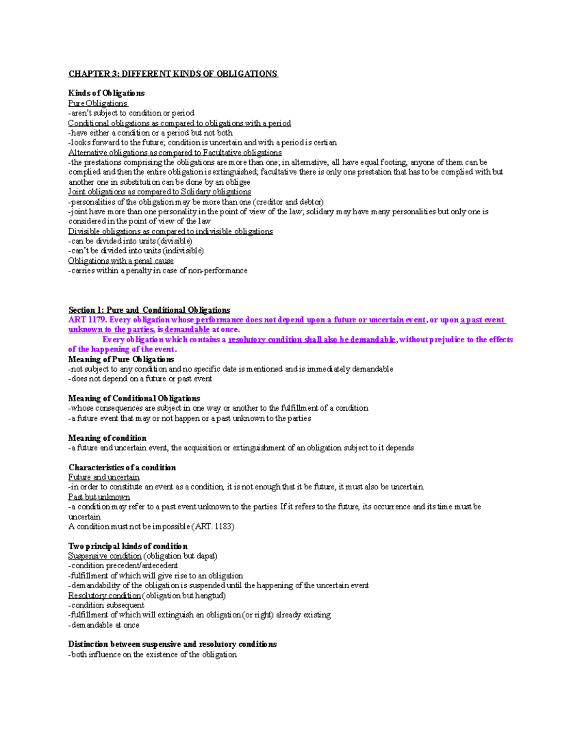 Chapter 3 Pure And Conditional Obligations - CHAPTER 3: DIFFERENT KINDS ...