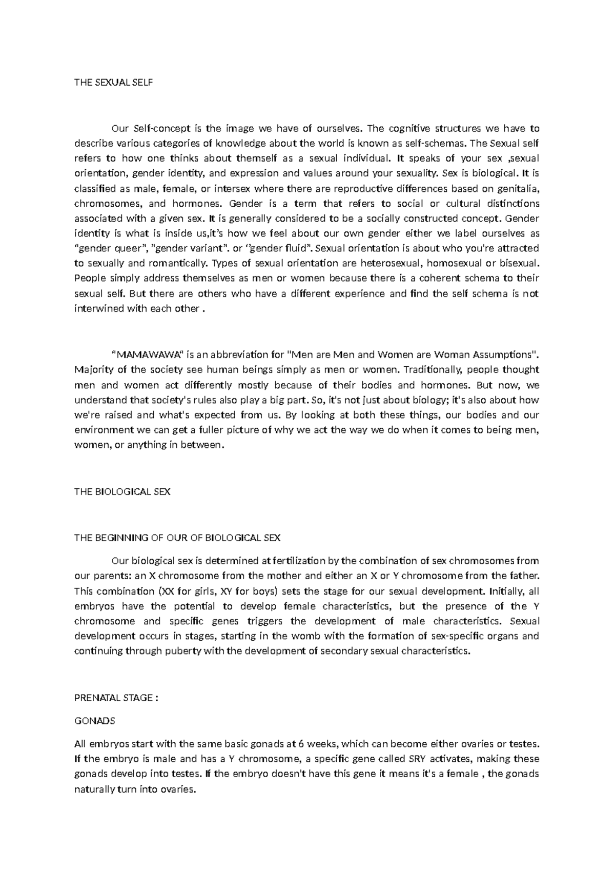 THE Sexual SELF - THE SEXUAL SELF Our Self-concept is the image we have ...