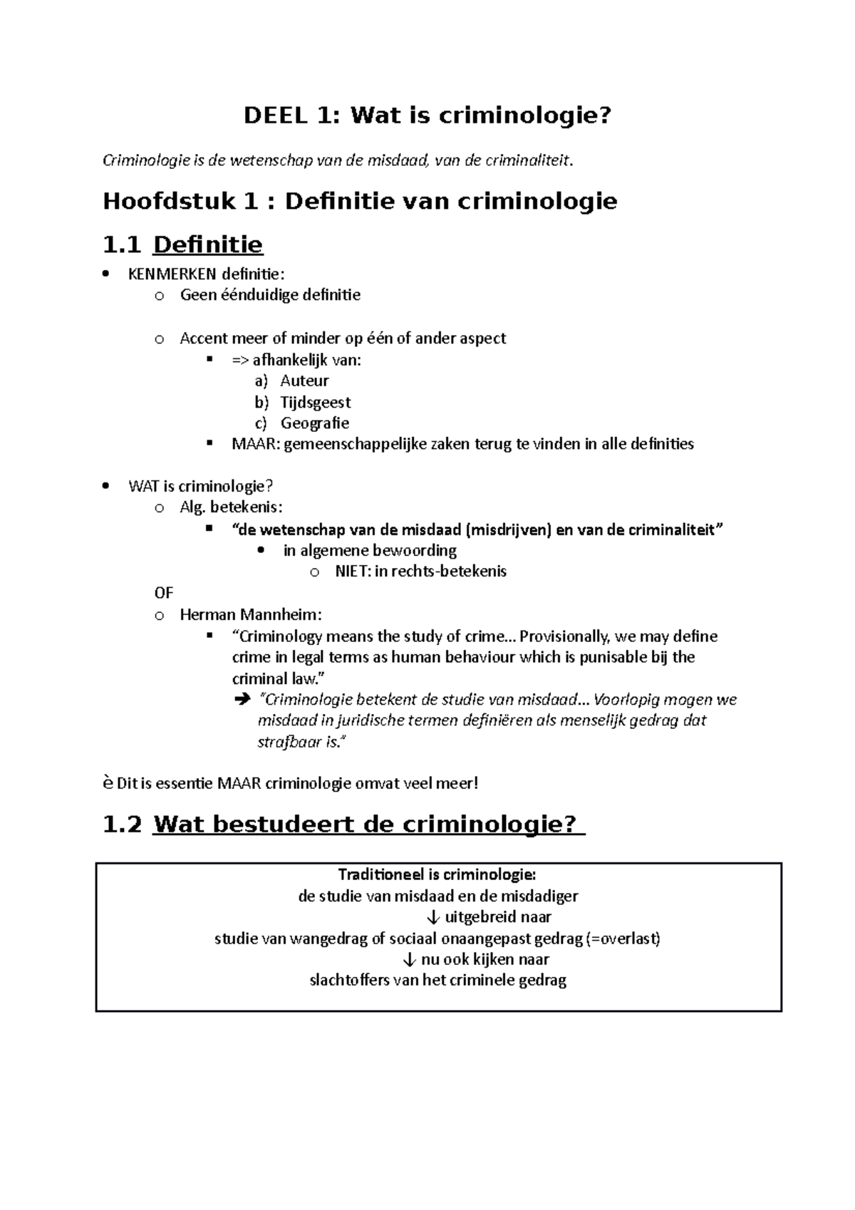 Hoofdstuk 1 +2 Criminologie - DEEL 1: Wat Is Criminologie? Criminologie ...