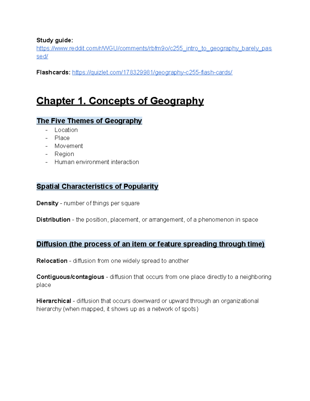 Intro to Geography Lmao Study guide Studocu