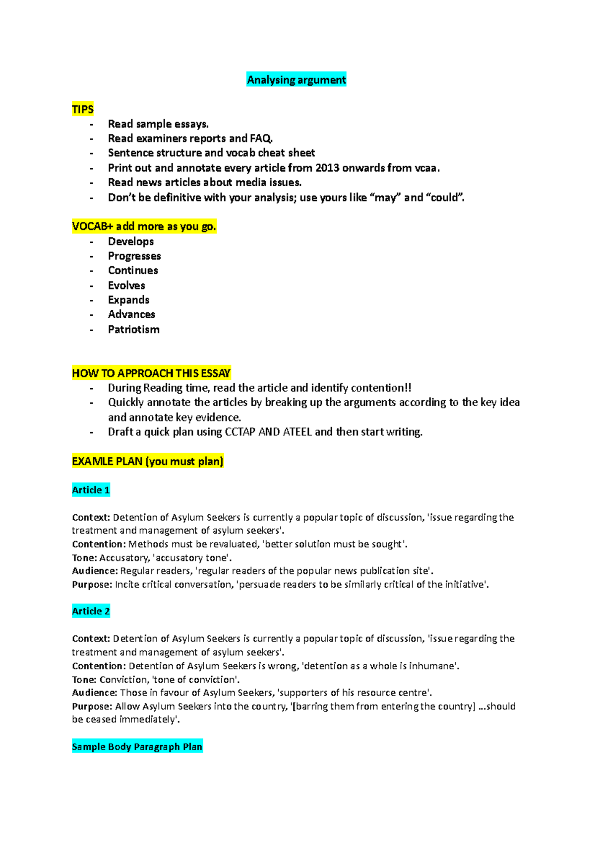 Tips for Analyzing Arguments in Essays and Exams - Studocu