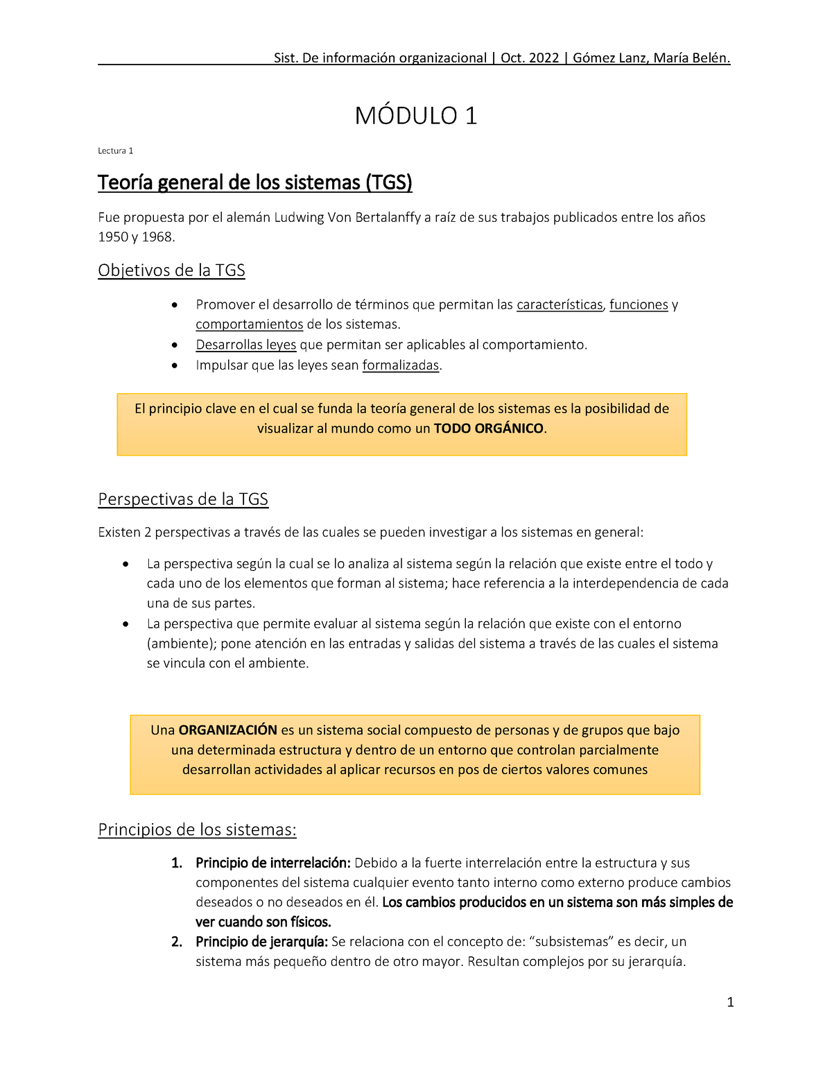 Resumen SIO - 2022 - Sirve - M”DULO 1 Lectura 1 TeorÌa General De Los ...