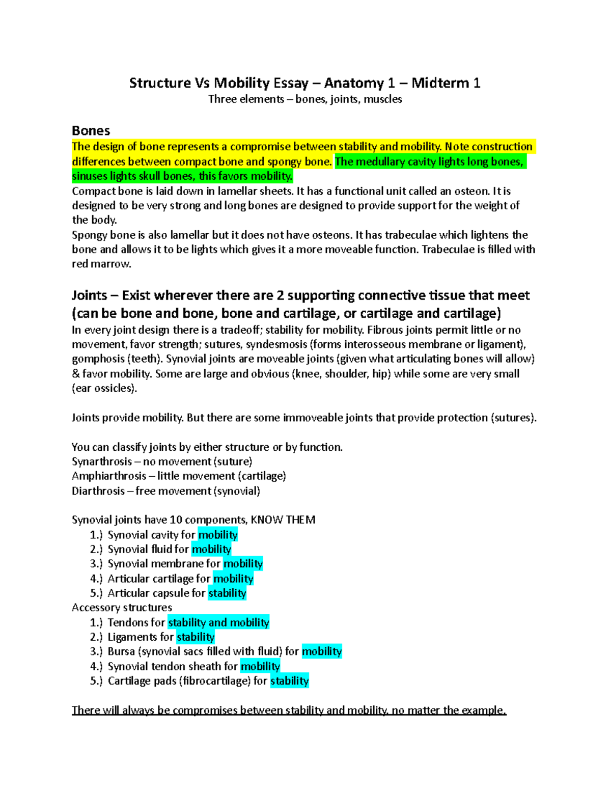 S vs M - Midterm 1 - Structure Vs Mobility This is what Dr Wilson is ...
