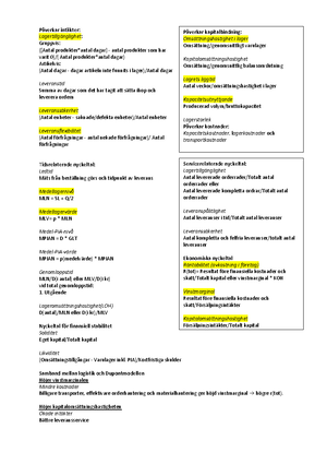 Nyckeltal Sammanfattning - NYCKELTAL FORMLER NYCKELTAL SOM PÅVERKAR ...