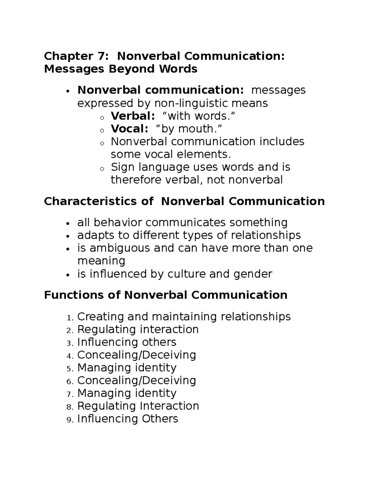 thesis statement for nonverbal communication