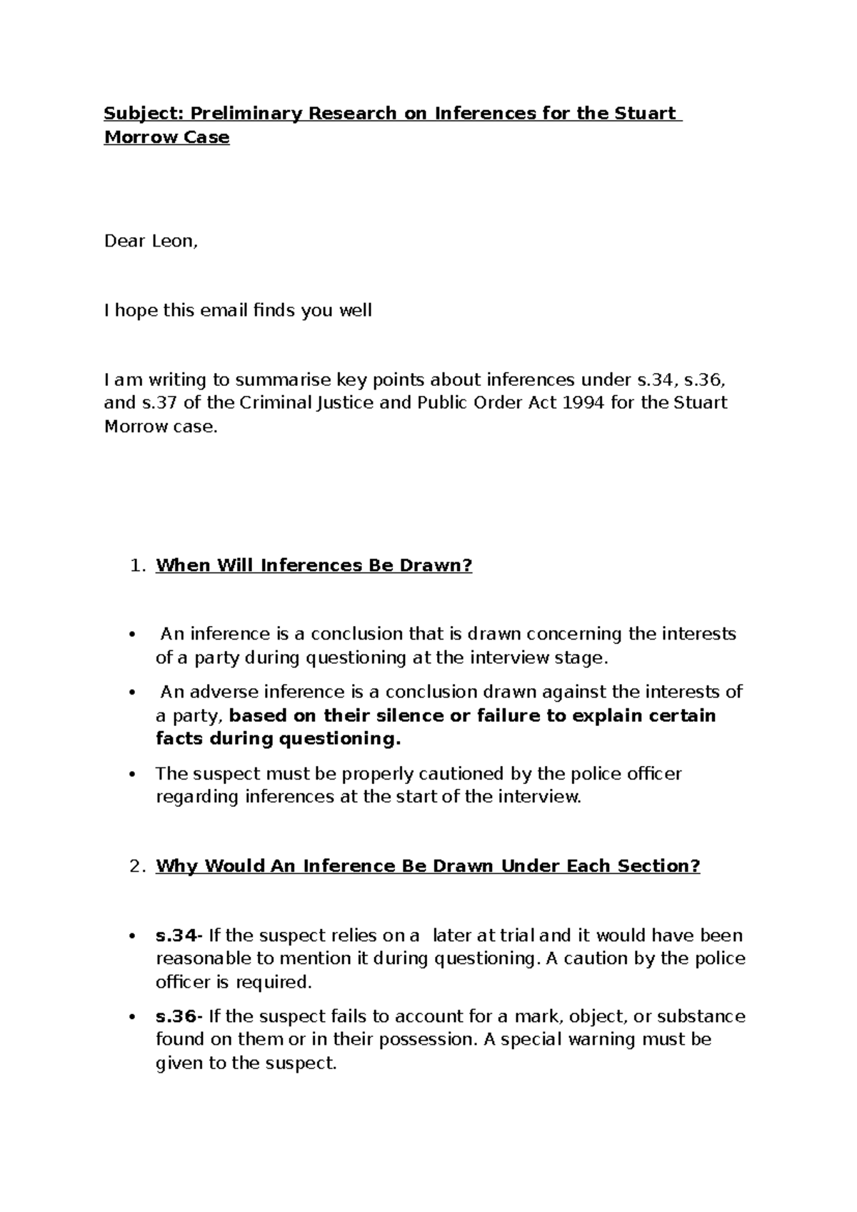 CLP Apply 2 - Subject: Preliminary Research on Inferences for the ...