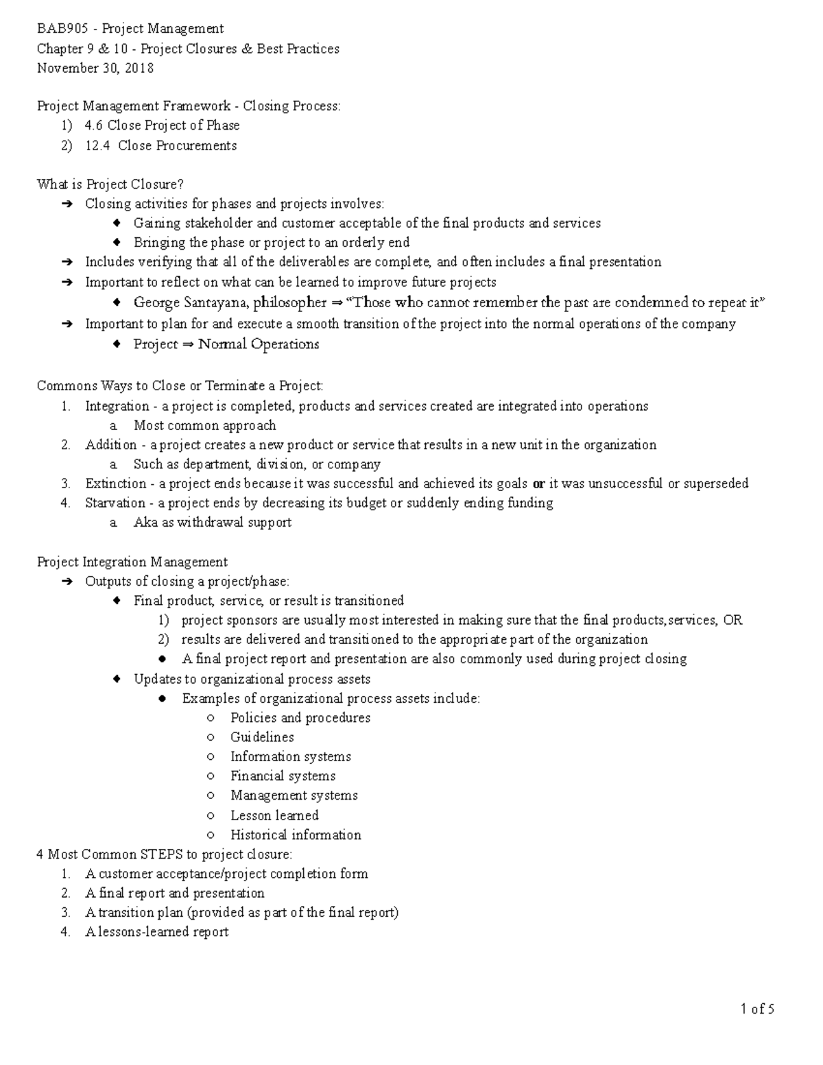 Chapter 9 10 - Project Closures Best Practices - BAB905 - Project ...
