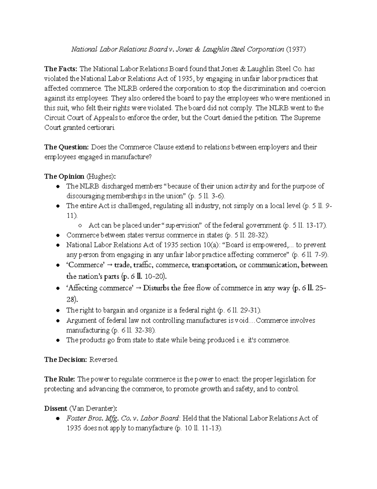 National Labor Relations Board v. Jones Laughlin Steel Corporation