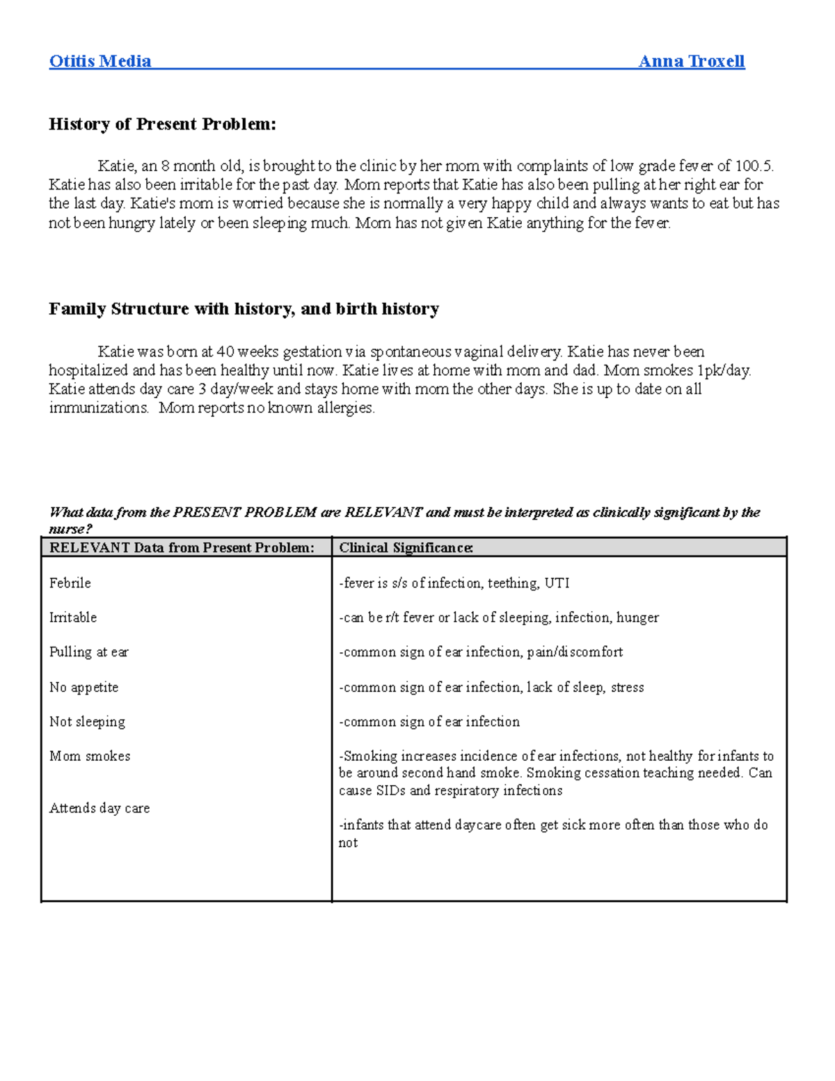 otitis media case study pdf