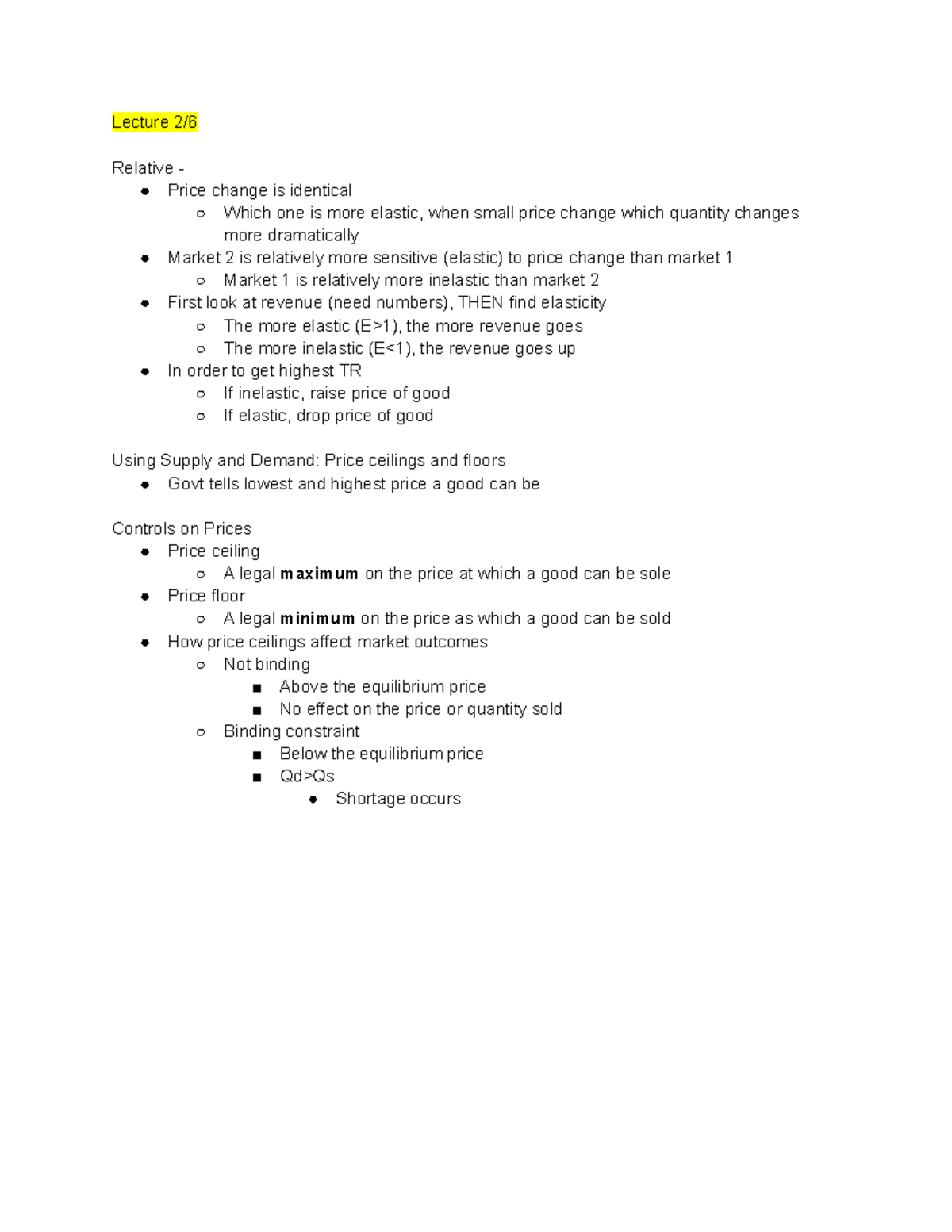 ECON 9 Week 5 - LECTURE NOTES FOR BENELLI - Lecture 2/ Relative - Price ...