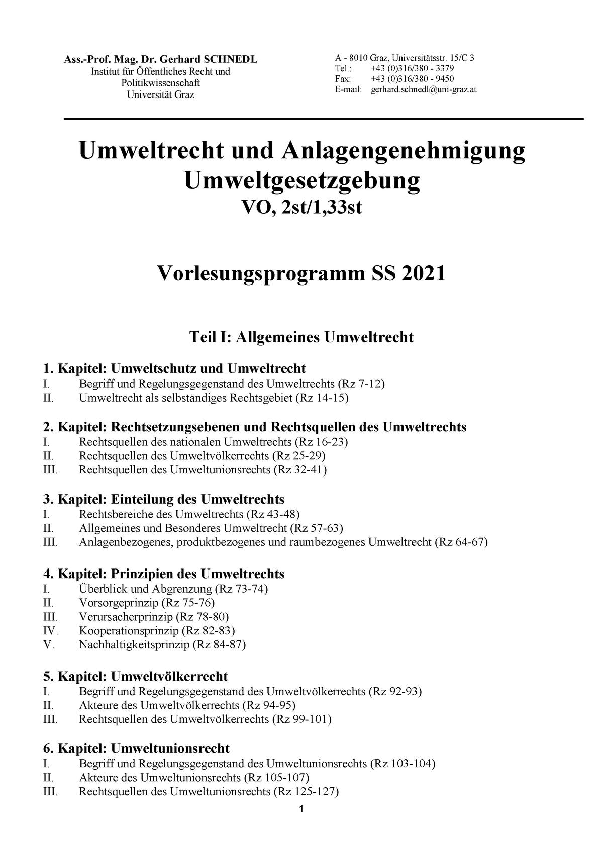 Vorlesungsprogramm Umweltrecht Und Anlagengenehmigung ...