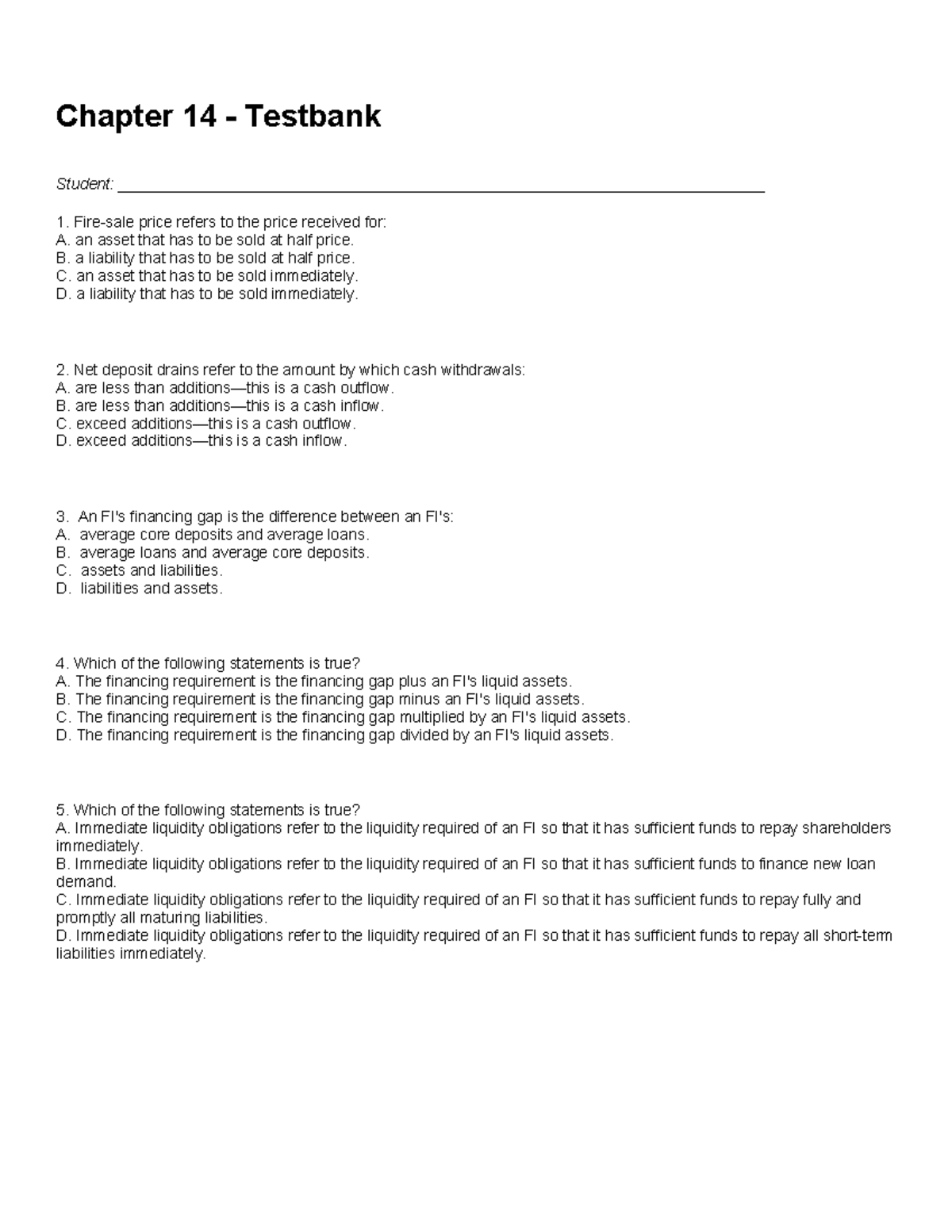 CH14 (Testbank) - Notes - Chapter 14 - Testbank _Student: - Studocu