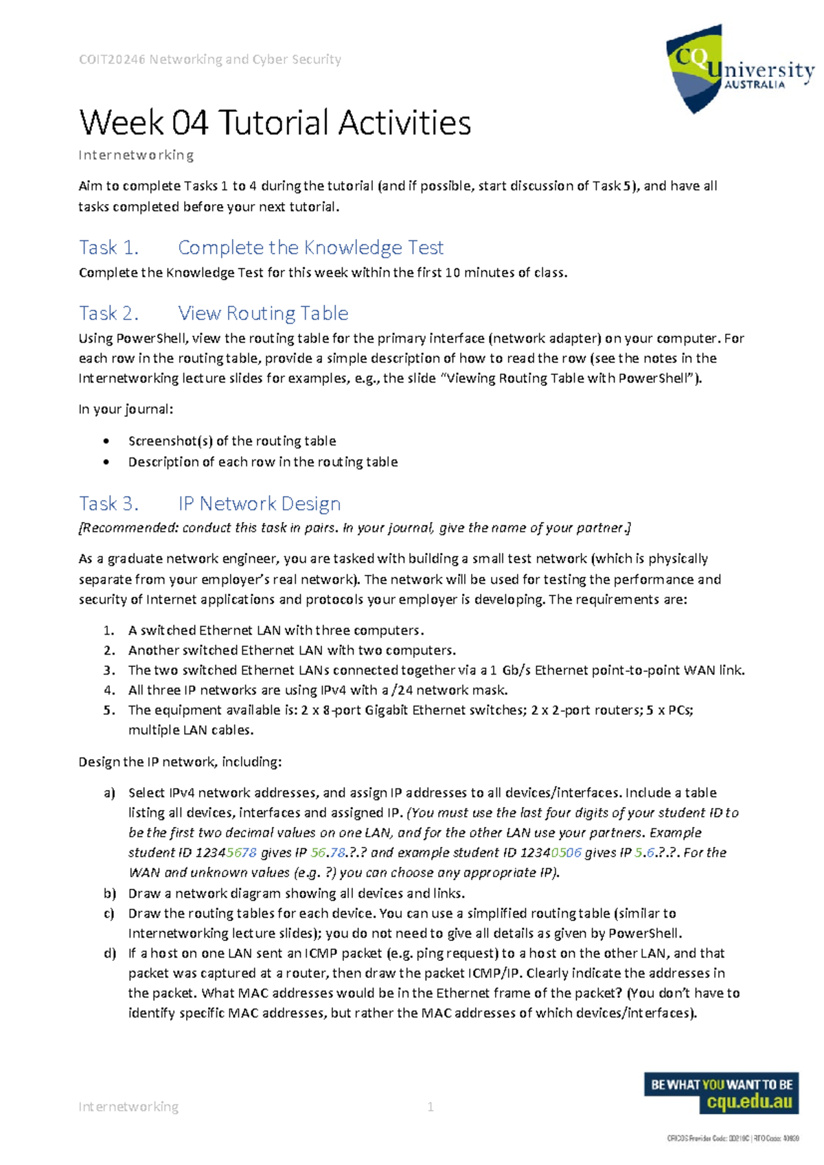 W04 tut Internetworking v01 - COIT20246 Networking and Cyber Security ...