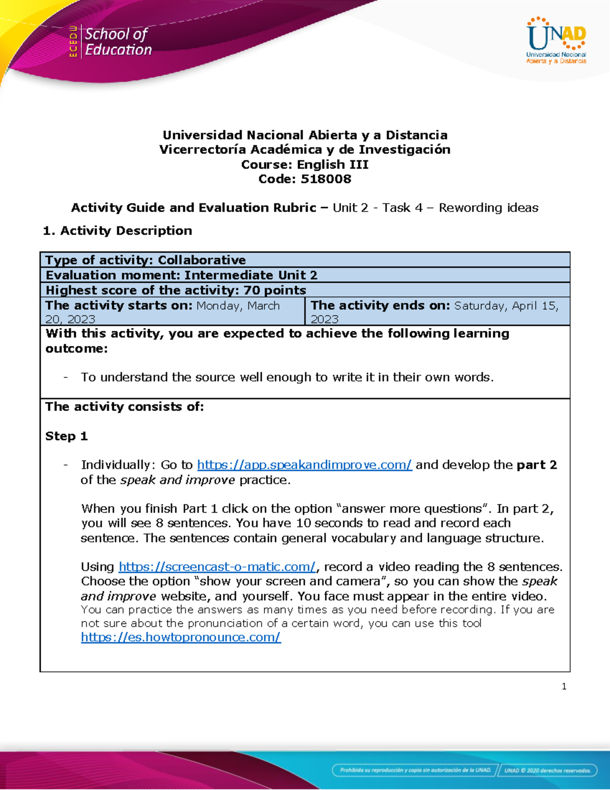 Activity Guide and Evaluation Rubric - Unit 2 - Task 4 - Rewording ...