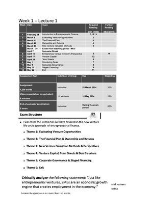 Week 1 - Lecture 1 - Notes - Week 1 – Lecture 1 Introduction to Futures ...