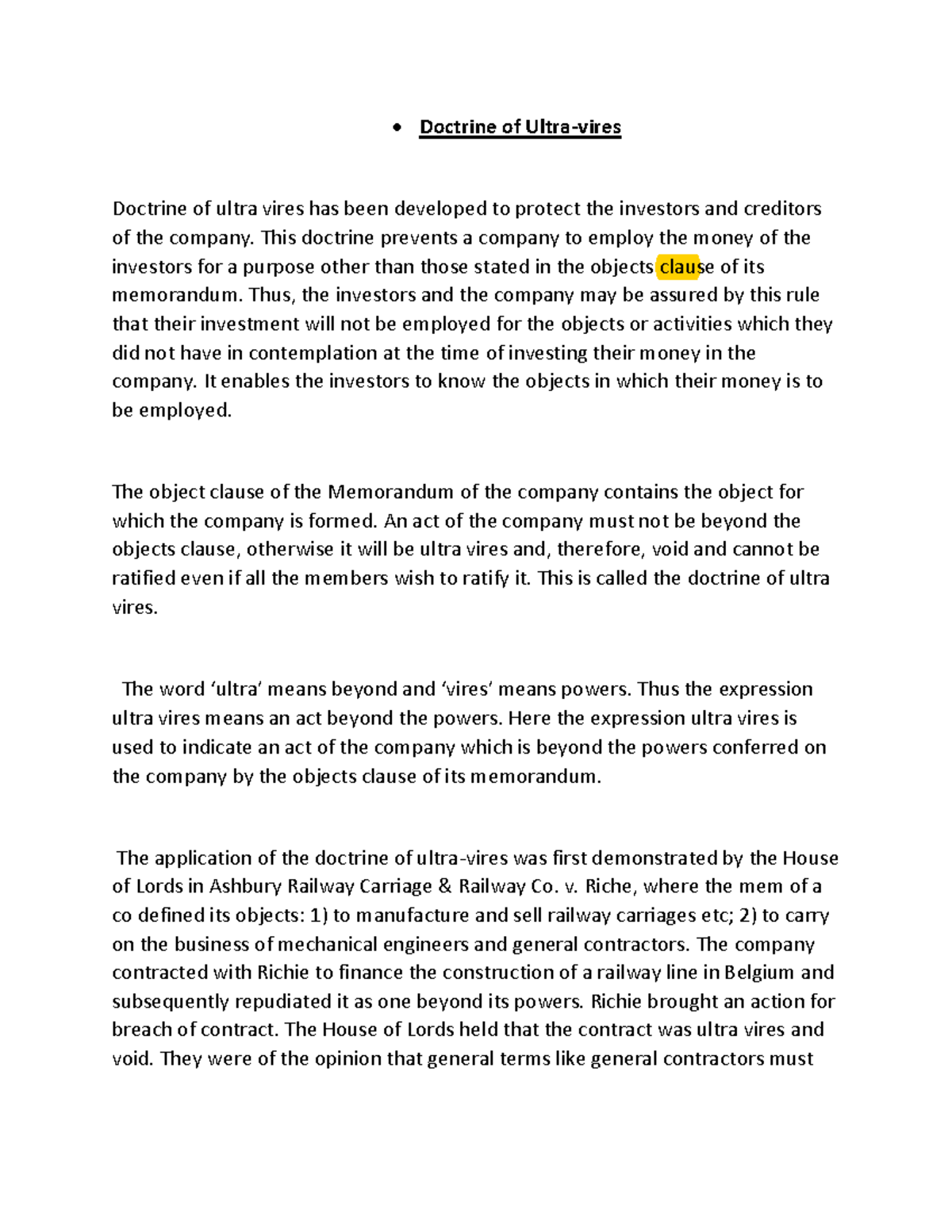 Doctrine of Ultra Vires - Doctrine of Ultra-vires Doctrine of ultra ...