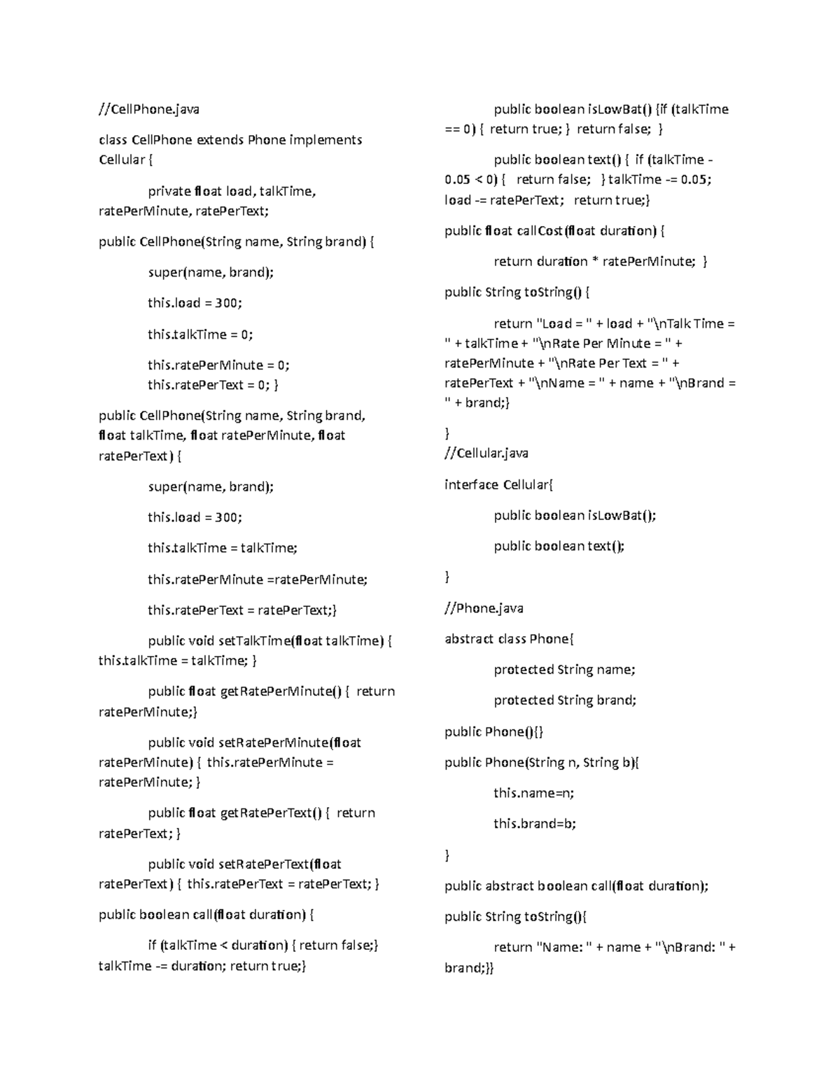 Java Activity Phone Cell Phone Cellular - CellPhone class CellPhone ...