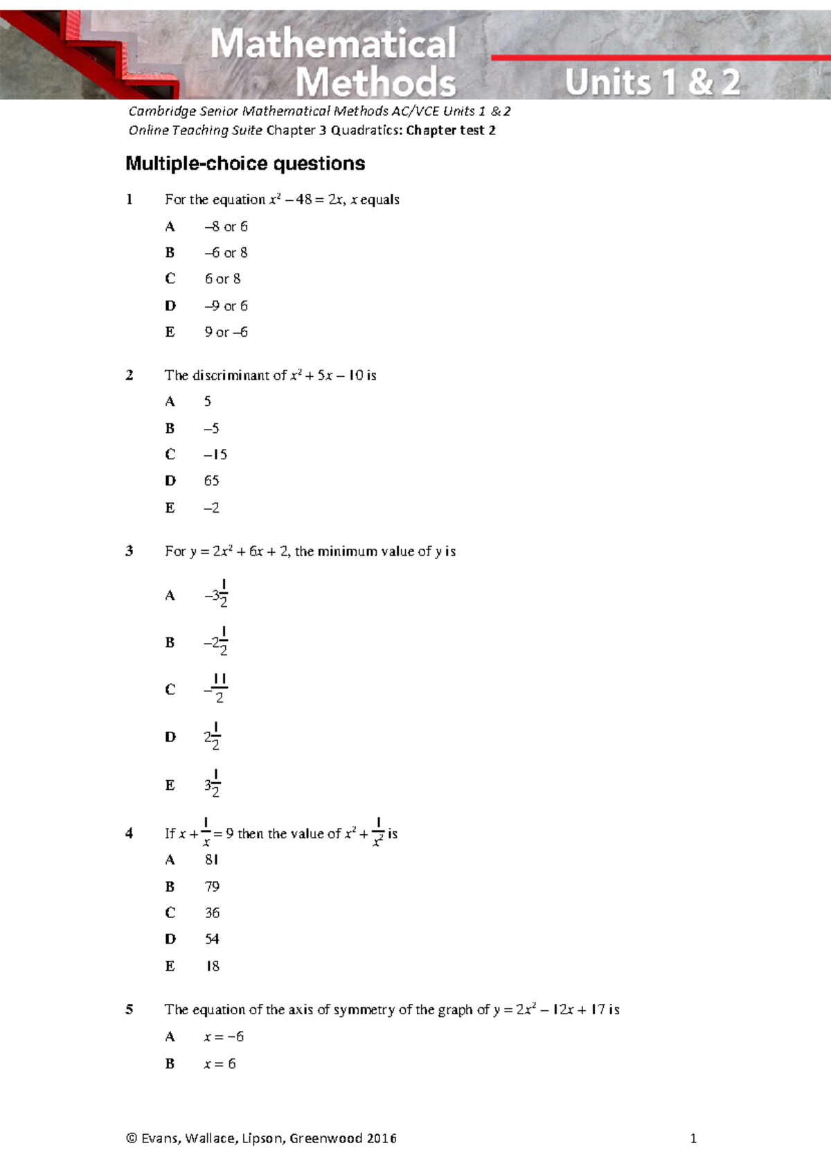 Student Chapter-3-test-2 - Multiple-c hoice questions Online Teaching ...