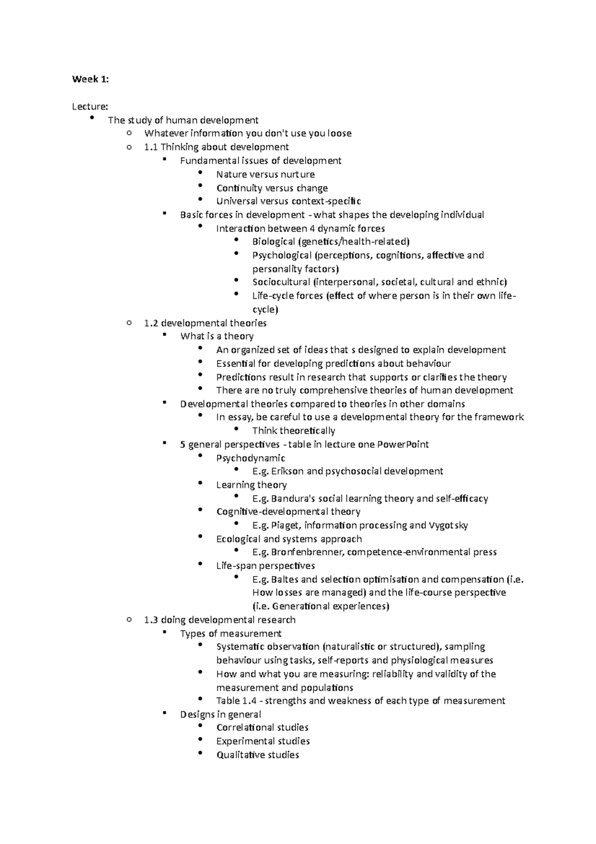 Psy203 Lecture Week 1 Lecture The Study Of Human Development O Psy203 Lecture Week 1 Lecture The Study Of Human Development O