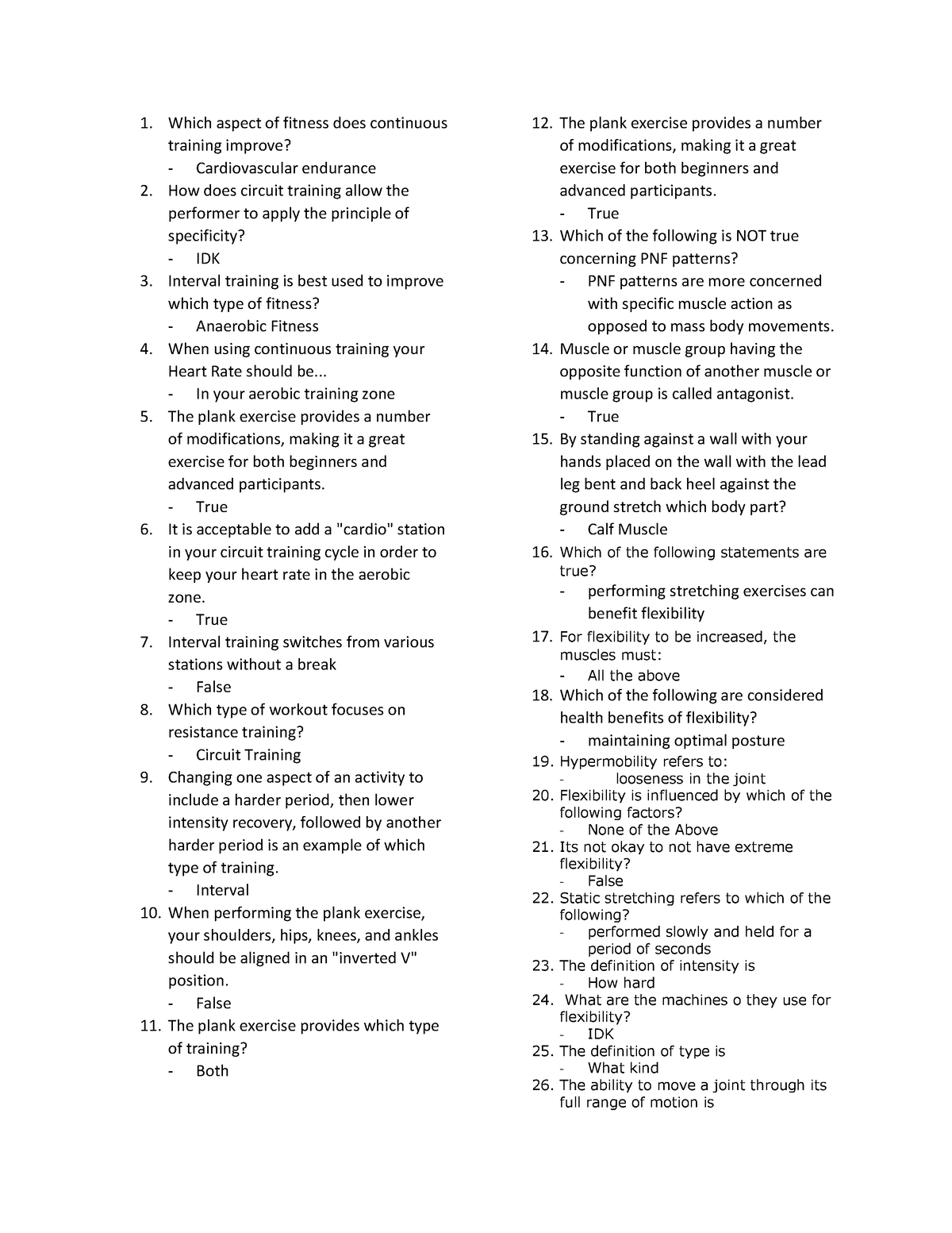 FW01-1 - ASIGNMENT - 1. Which aspect of fitness does continuous ...