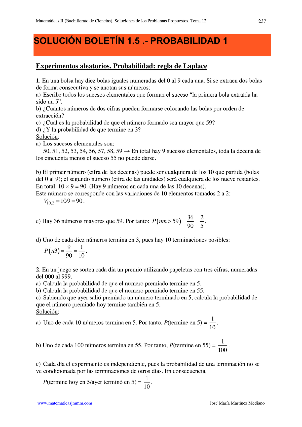 Solución Boletín 1.5 Probabilidad I - 237 Tema 12. Probabilidad ...